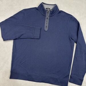 Hugo Boss ¼ Zip Sweater Pullover Reg Fit Men's L Navy Blue Cotton Blend